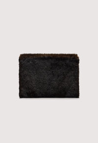 Flint Faux Fur Clutch, Dark Brown