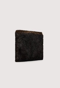 Flint Faux Fur Clutch, Dark Brown