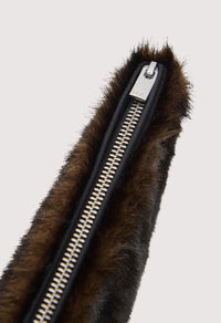 Flint Faux Fur Clutch, Dark Brown