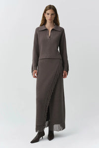 Natalia Collared Sweater, Mushroom Melange