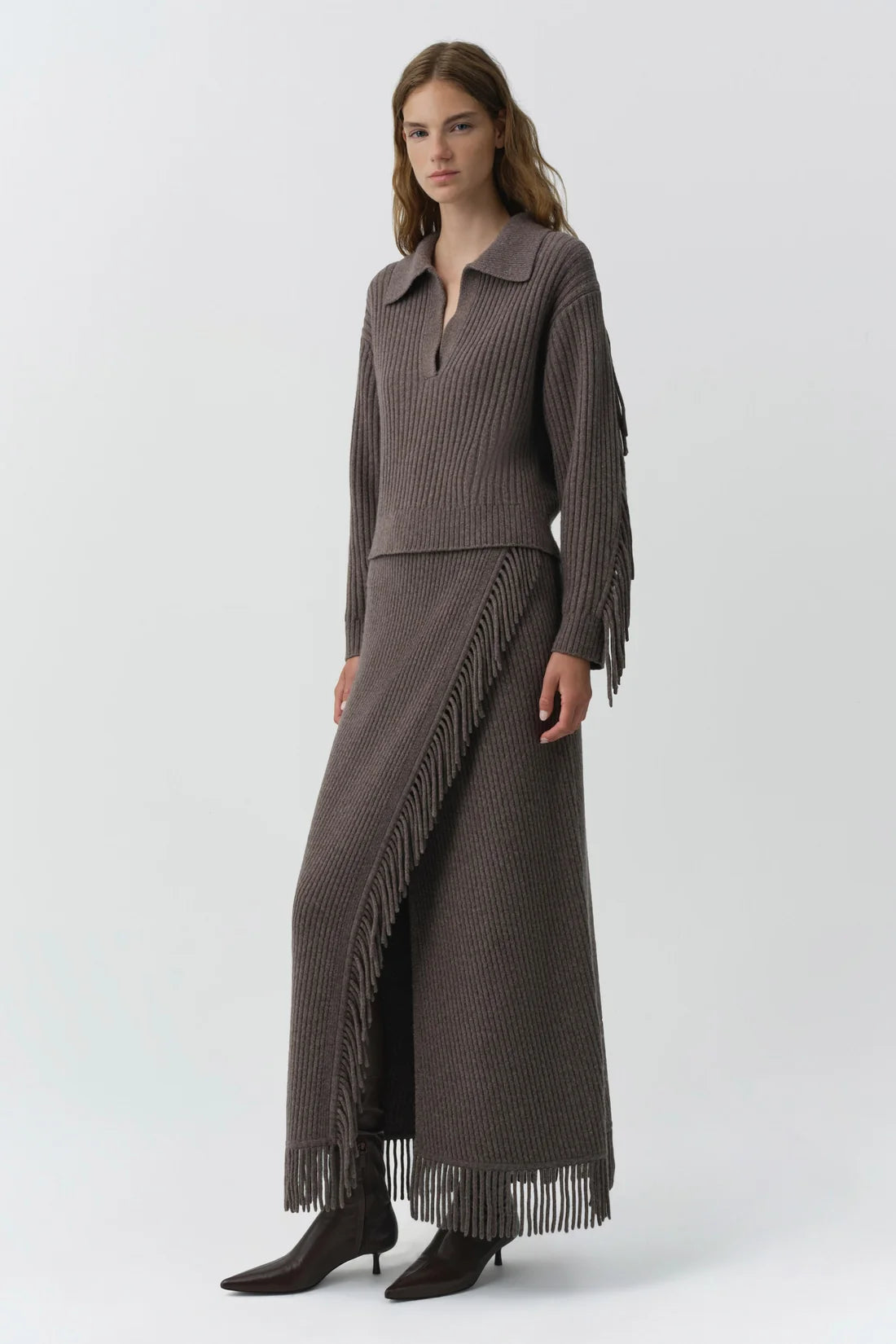 Casey Midi Skirt, Mushroom Melange