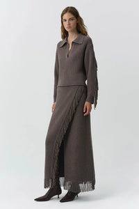 Casey Midi Skirt, Mushroom Melange