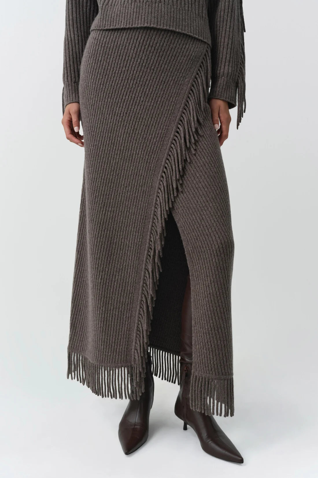 Casey Midi Skirt, Mushroom Melange