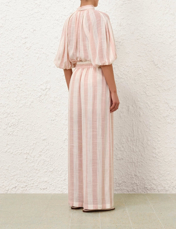 Acacia Wide Leg Pant, Pink/Cream Stripe