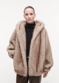 Hailey Long Faux Fur Jacket, Beige