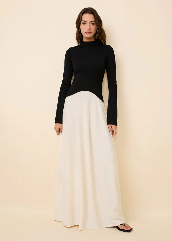 The Soglio Dress, Ecru/Noir