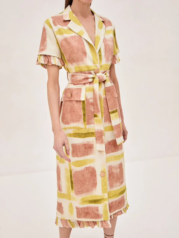 Arbena Dress, Yellow Brushstroke