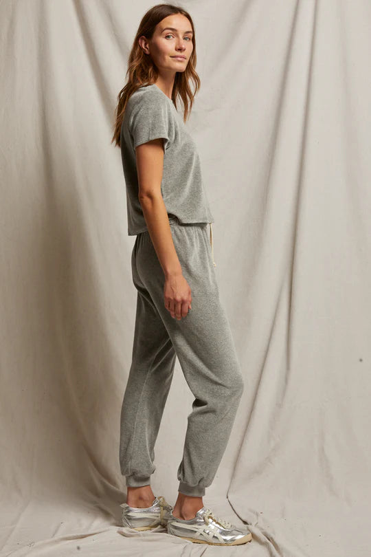 Bailey Velour Jogger, Heather Grey