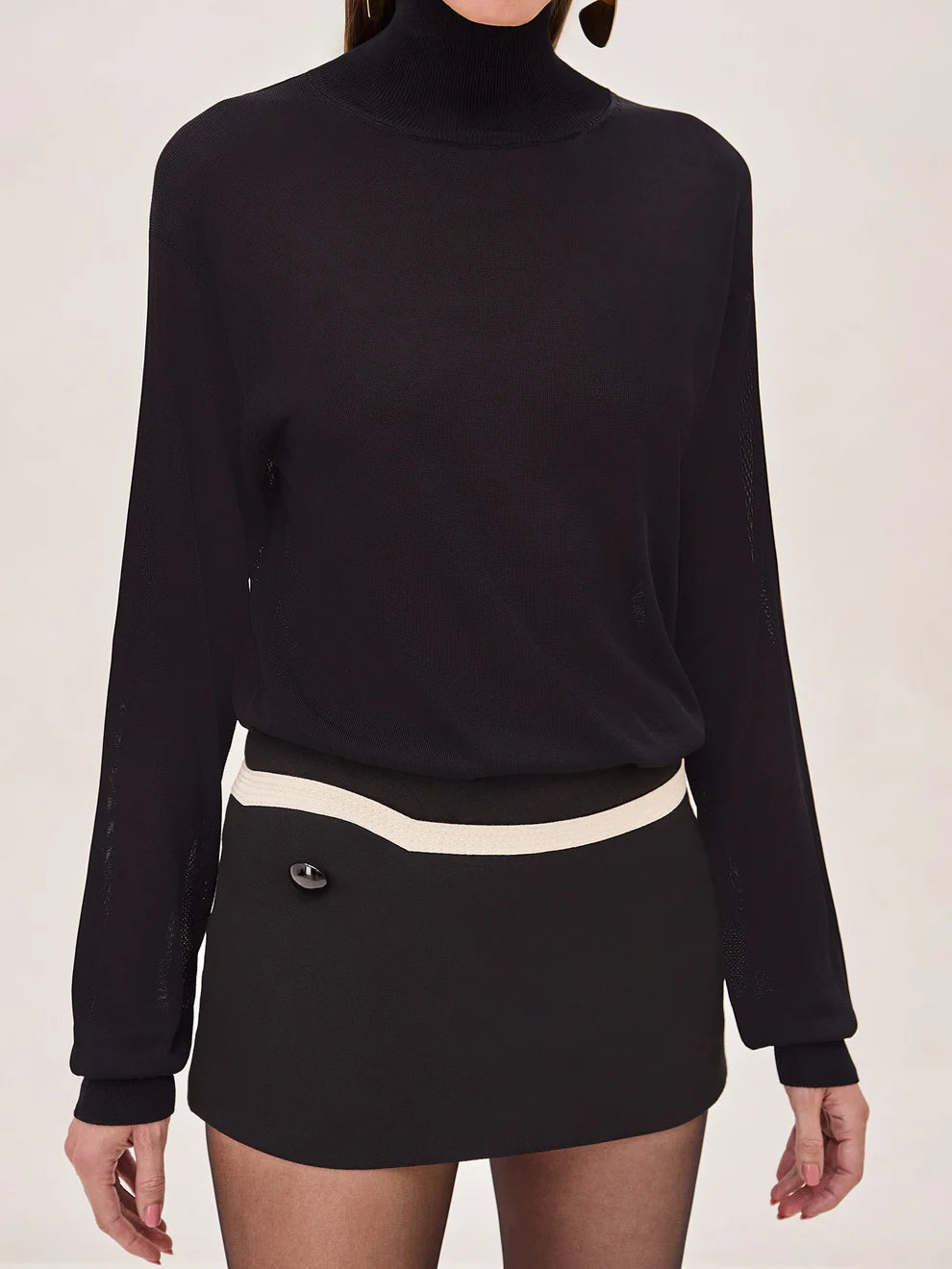 Barris Turtleneck Top, Black