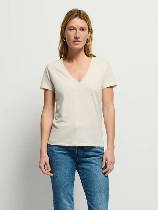 Blair V Neck, Heather Oatmeal