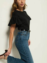 Camille Ruffle Tee, Jet Black