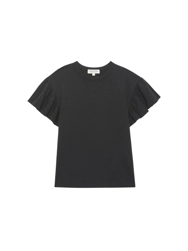 Camille Ruffle Tee, Jet Black