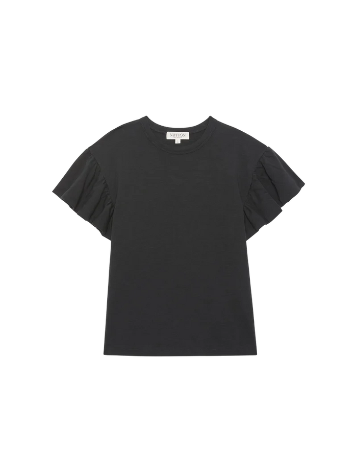 Camille Ruffle Tee, Jet Black