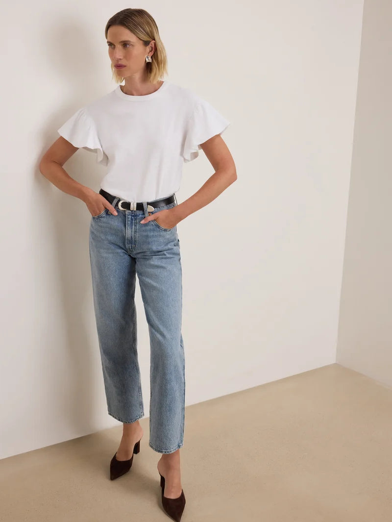 Camille Ruffle Tee, Optic White