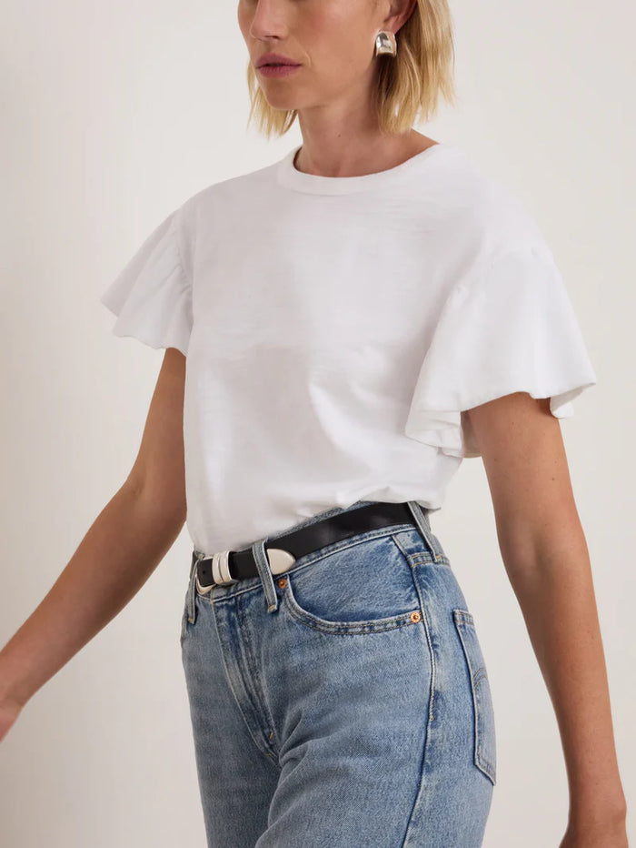 Camille Ruffle Tee, Optic White