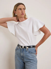 Camille Ruffle Tee, Optic White