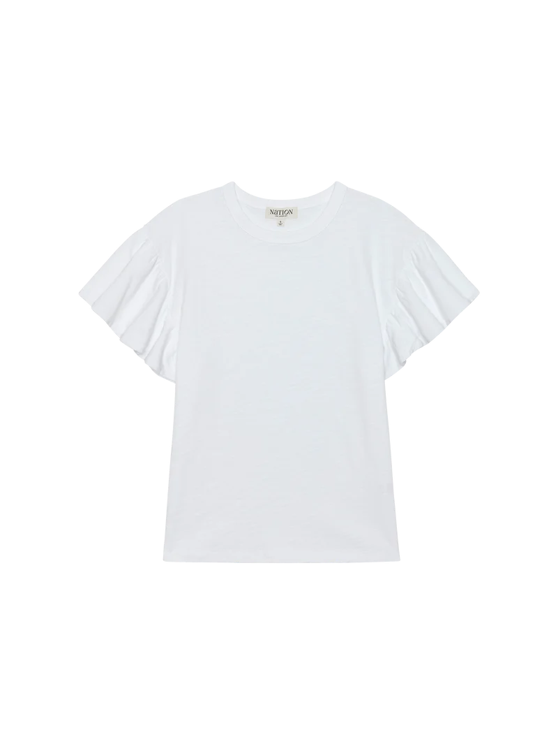 Camille Ruffle Tee, Optic White