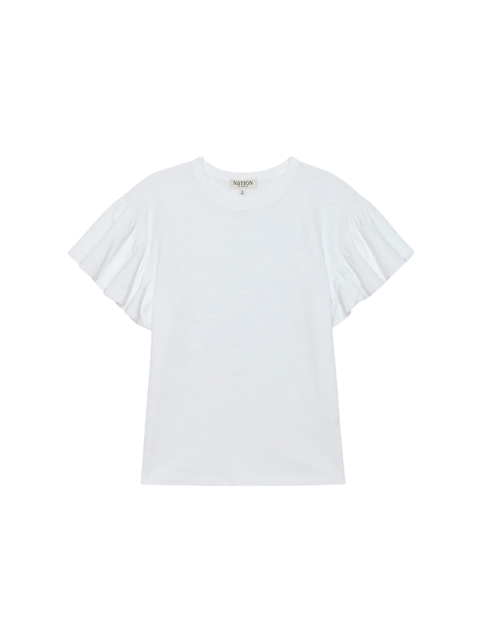 Camille Ruffle Tee, Optic White