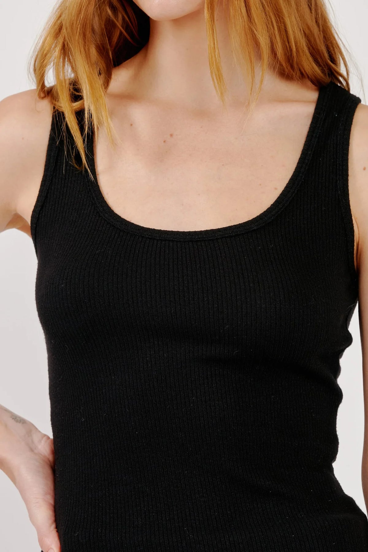 Coco Scoop Neck Tank, Black