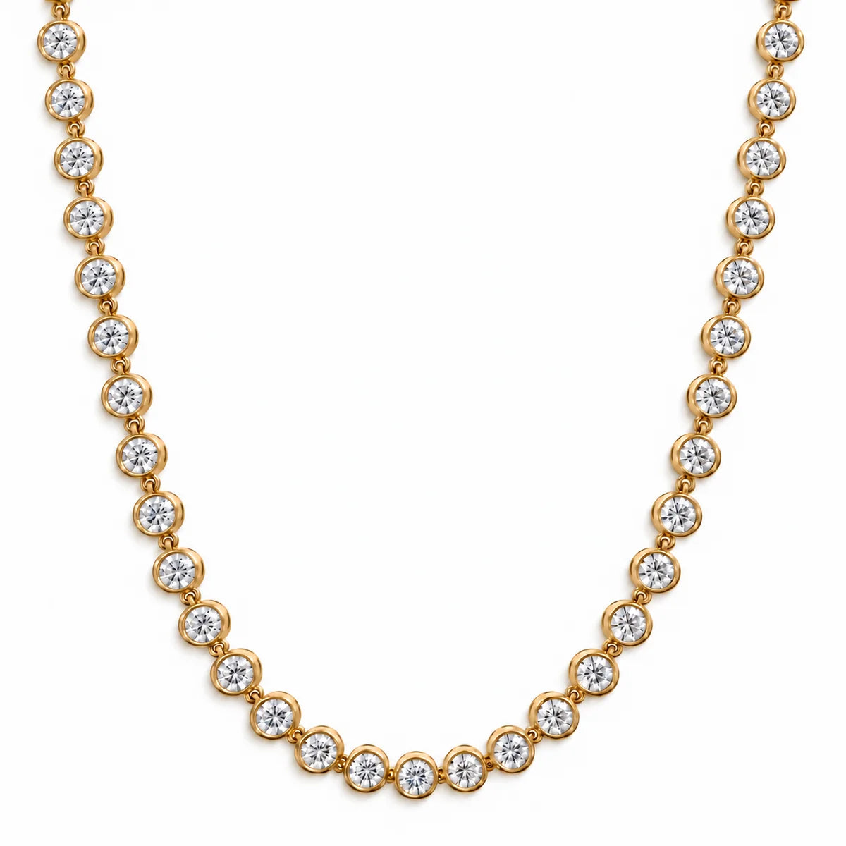Caella Bezel Tennis Chain Necklace, Gold
