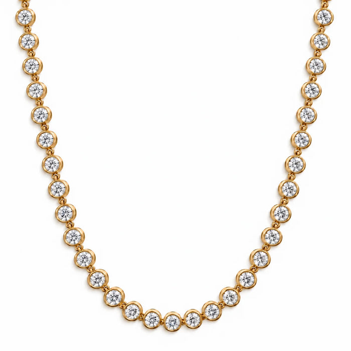 Caella Bezel Tennis Chain Necklace, Gold
