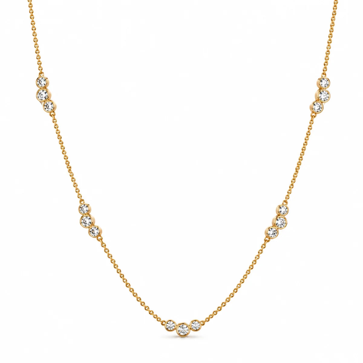 Anouk Triple Bezel Station Chain Necklace, Gold