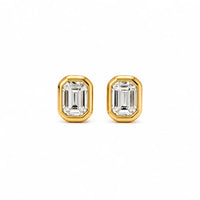 Elodie Emerald Bezel Stud Earring, Gold