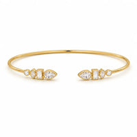 Amelie Mixed Bezel Cuff Bracelet, Gold