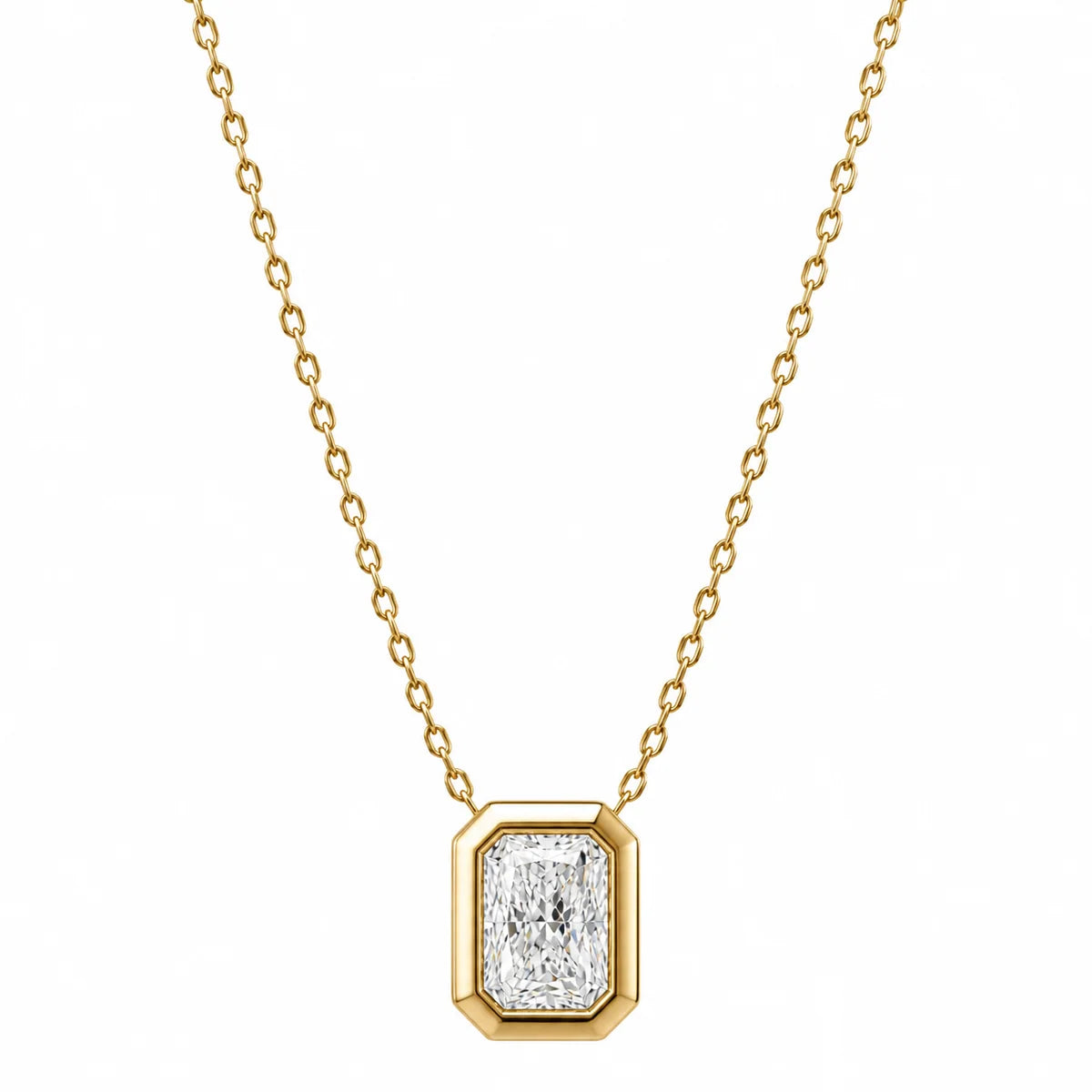Noa Radiant Bezel Pendant Necklace, Gold