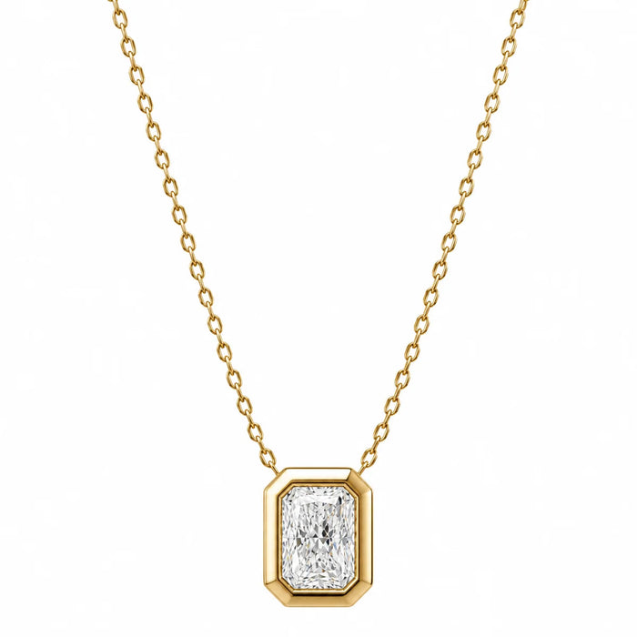 Noa Radiant Bezel Pendant Necklace, Gold