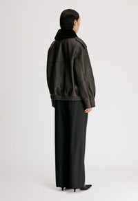 Russo Shearling Bomber Jacket, Coffee Dark Brown