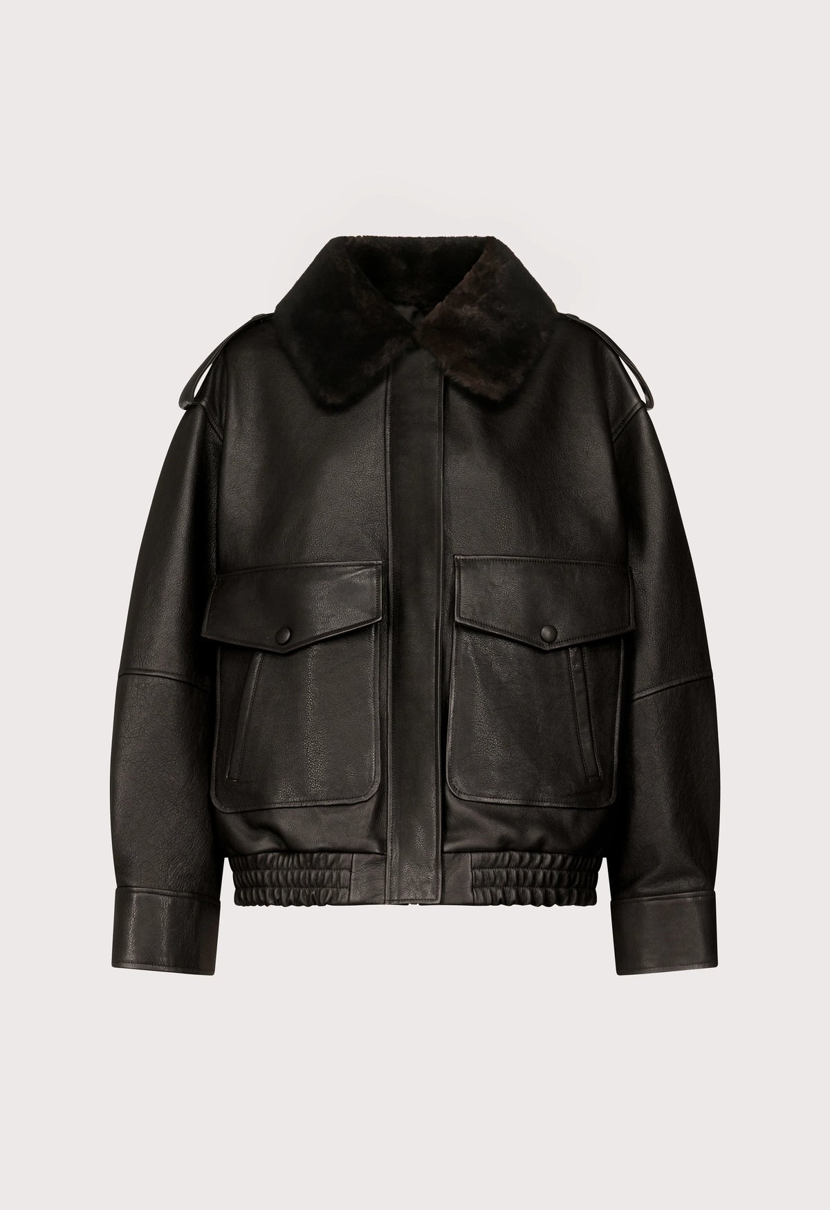 Russo Shearling Bomber Jacket, Coffee Dark Brown