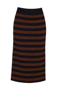 Pia Stripe Tube Skirt, Black Cocoa Stripe