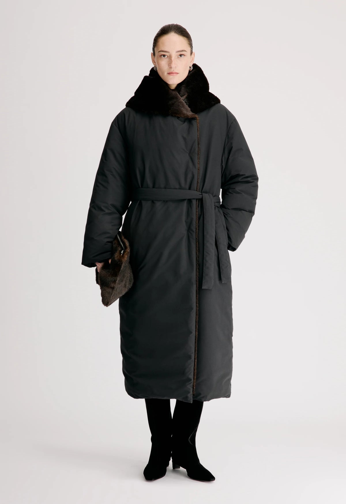 Darcy Puffer Jacket, Black Grizzly
