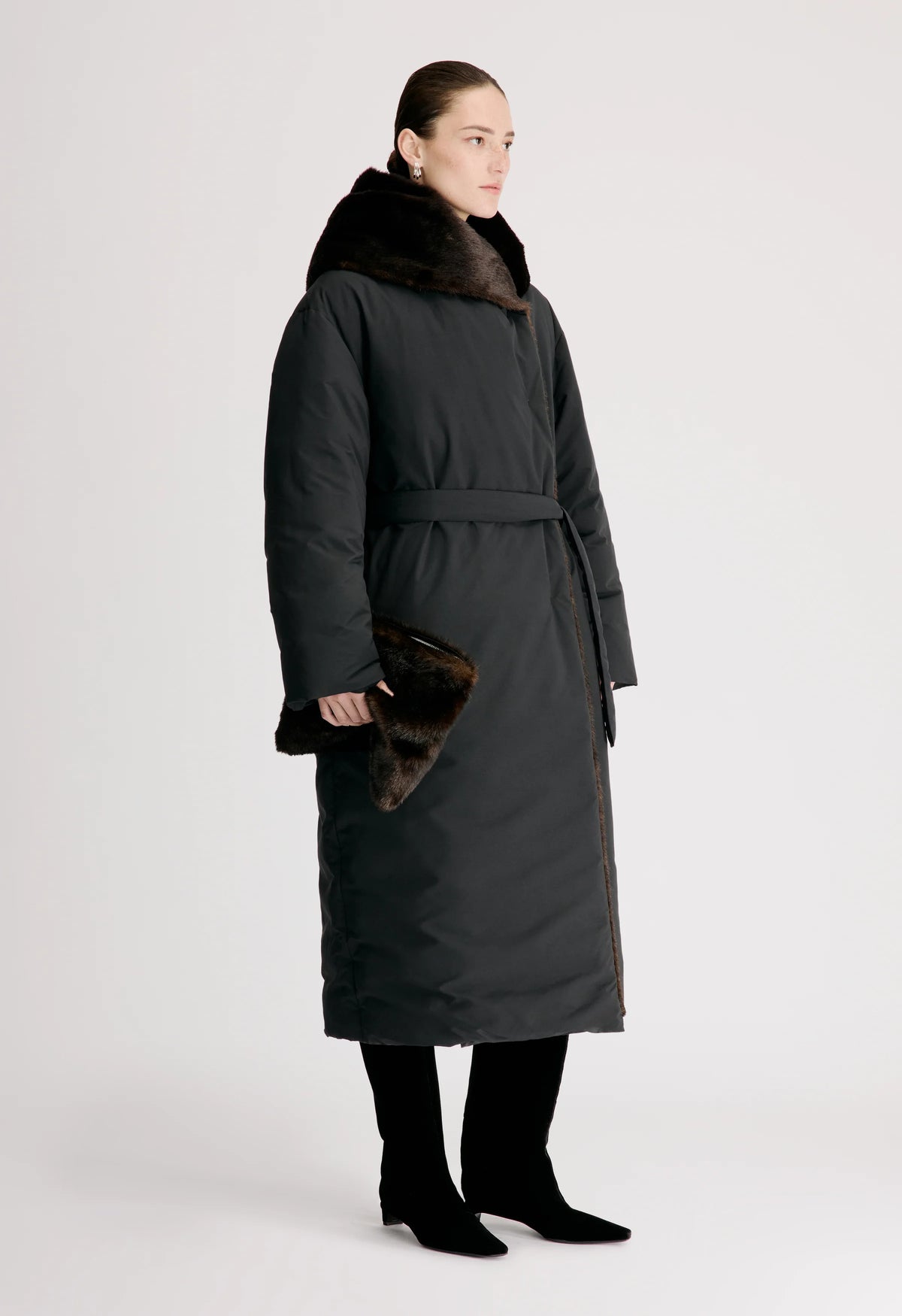 Darcy Puffer Jacket, Black Grizzly