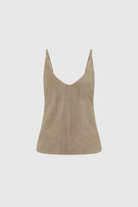 Suede Low Back Tie Top, Earth