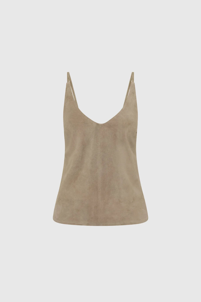 Suede Low Back Tie Top, Earth