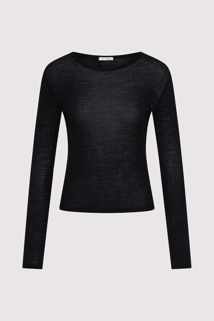 Baby Wool Long Sleeve Top, Black