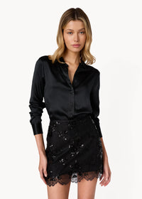 Veronique Sequin Lace Mini Skirt, Black