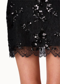 Veronique Sequin Lace Mini Skirt, Black