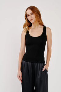 Coco Scoop Neck Tank, Black