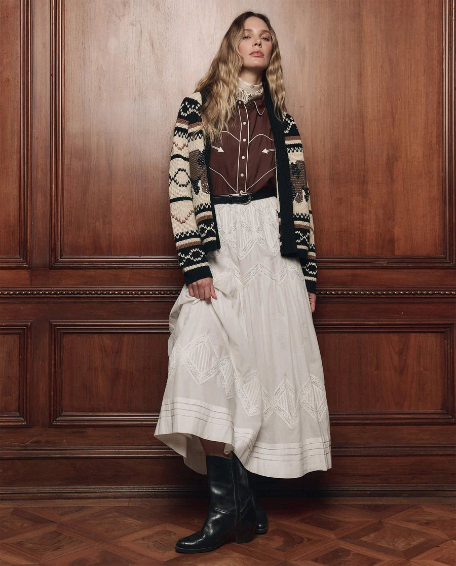 The Lattice Lace Victorian Skirt, White