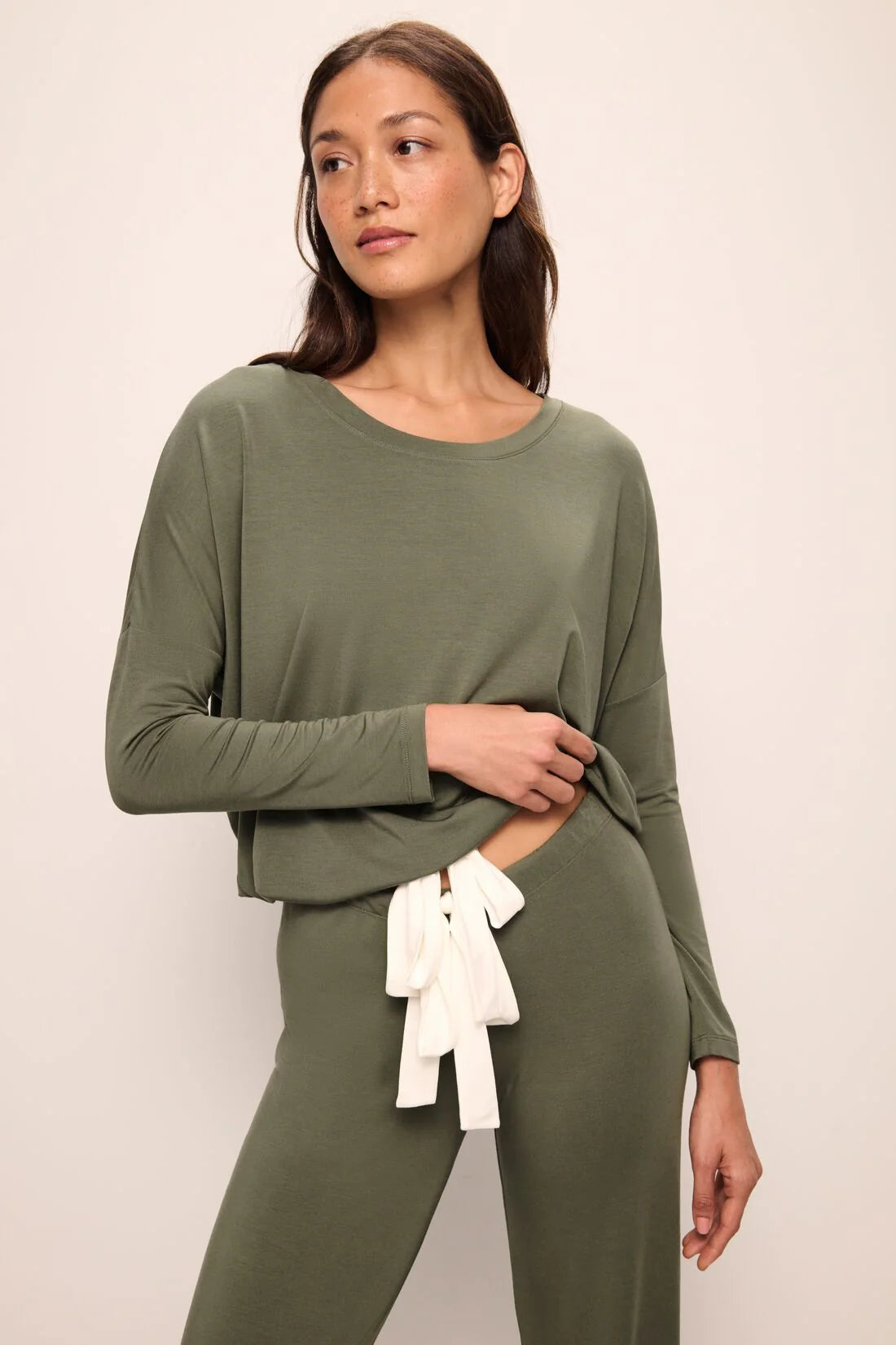 Gisele Slouchy Set, Moss Ivory