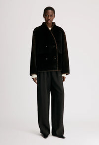 Catherine Reversible Shearling Jacket, Dark Brown