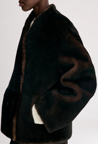 Catherine Reversible Shearling Jacket, Dark Brown