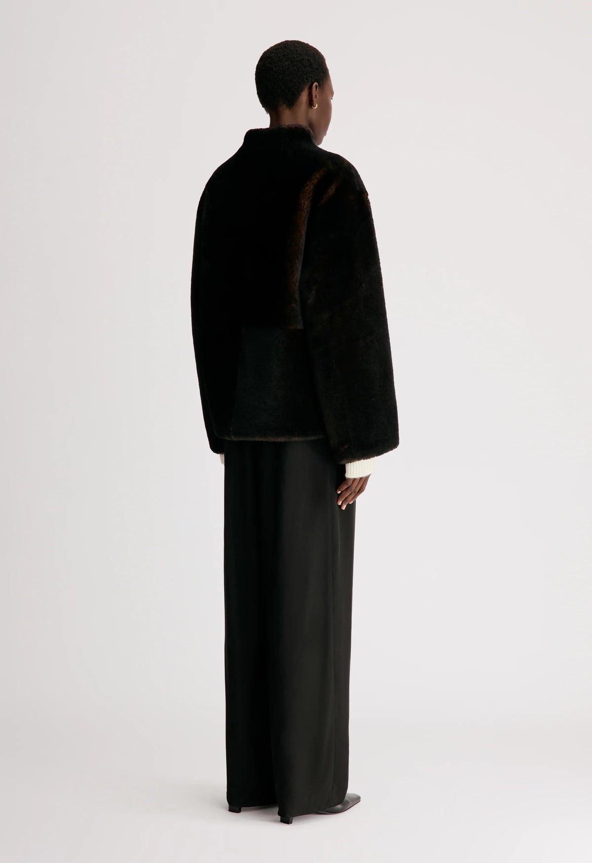 Catherine Reversible Shearling Jacket, Dark Brown
