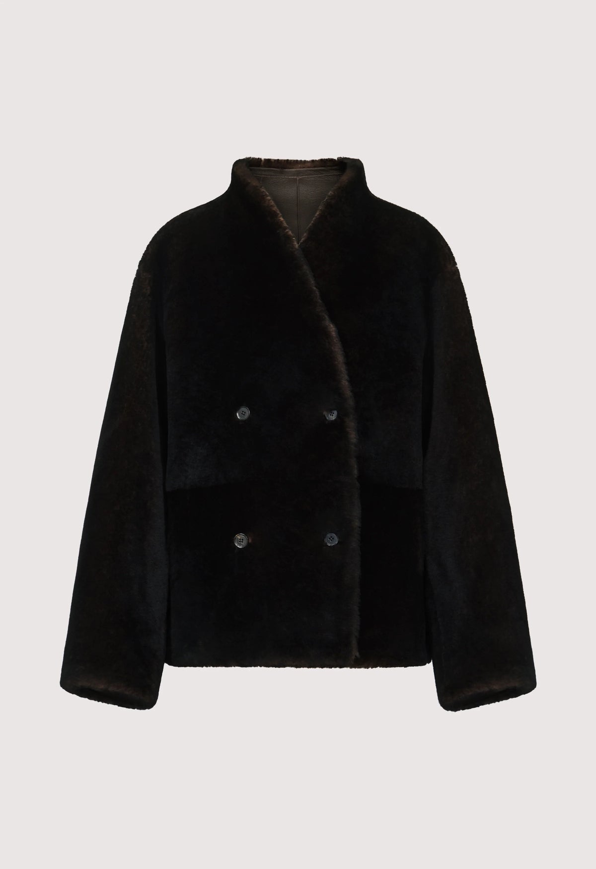 Catherine Reversible Shearling Jacket, Dark Brown