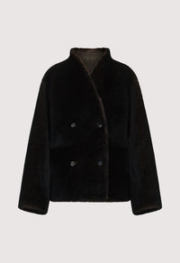 Catherine Reversible Shearling Jacket, Dark Brown