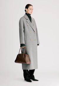 Irvin Cashmere Drape Coat, Grey Melange