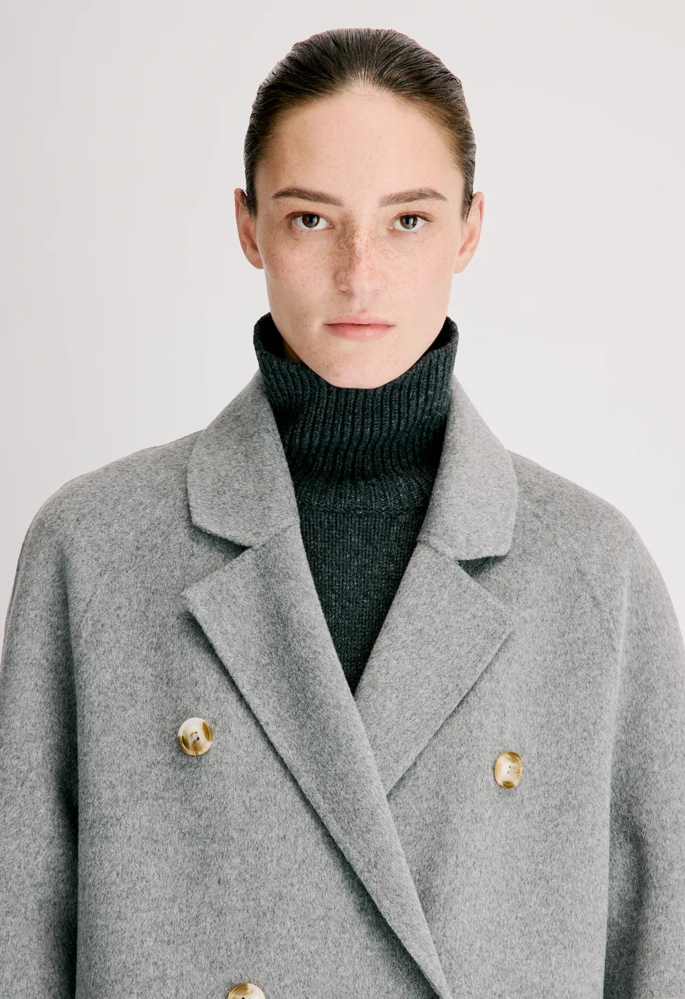 Irvin Cashmere Drape Coat, Grey Melange